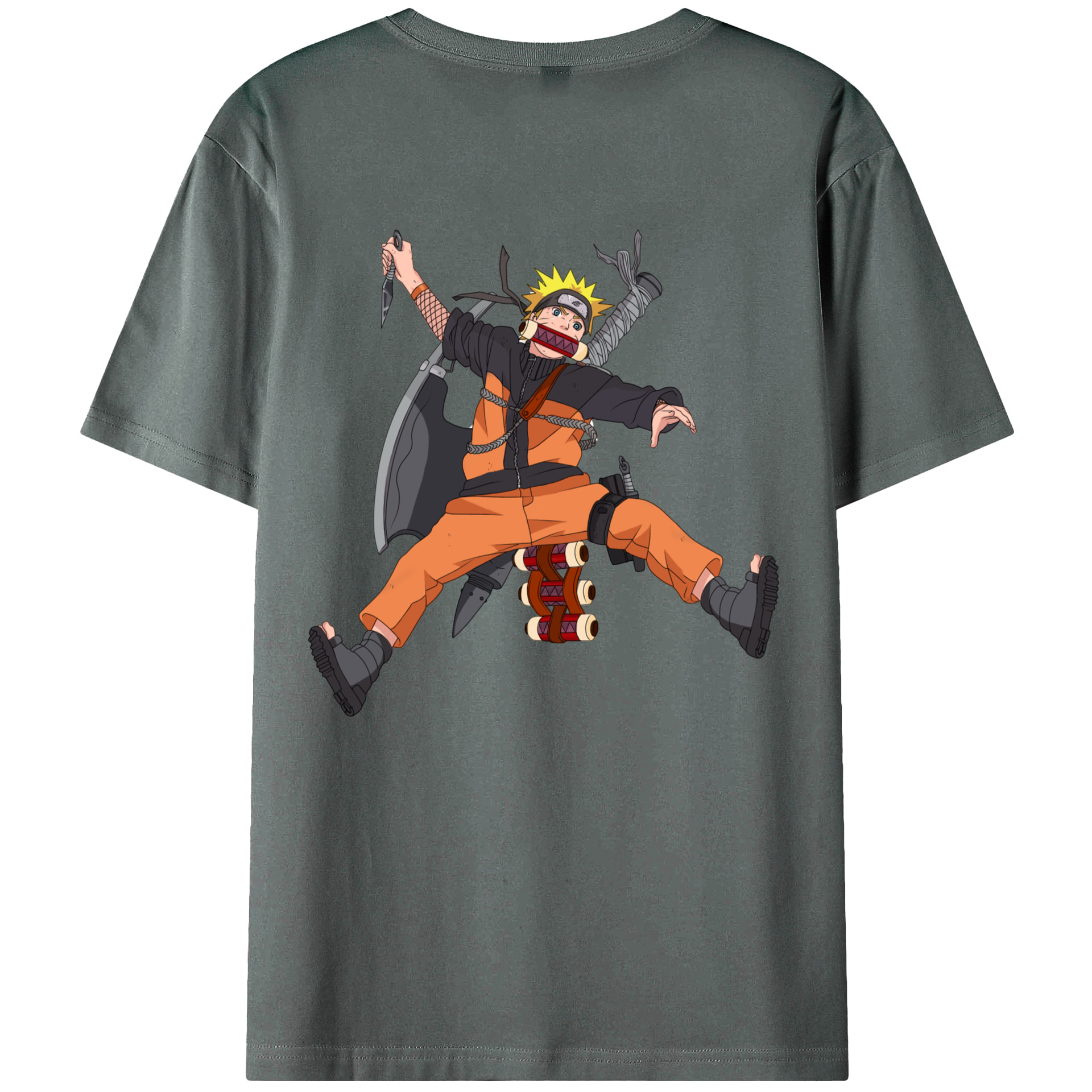 （画像用） NARUTO -ナルト- うずまき ナルト Uzumaki Naruto 綿100％ メンズ半袖Tシャツ（バックプリント） 通気性